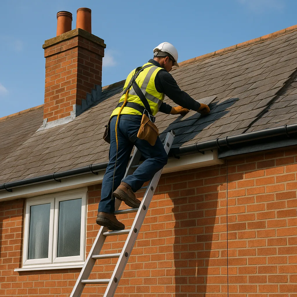 Halewood roofer repairing slate tiles